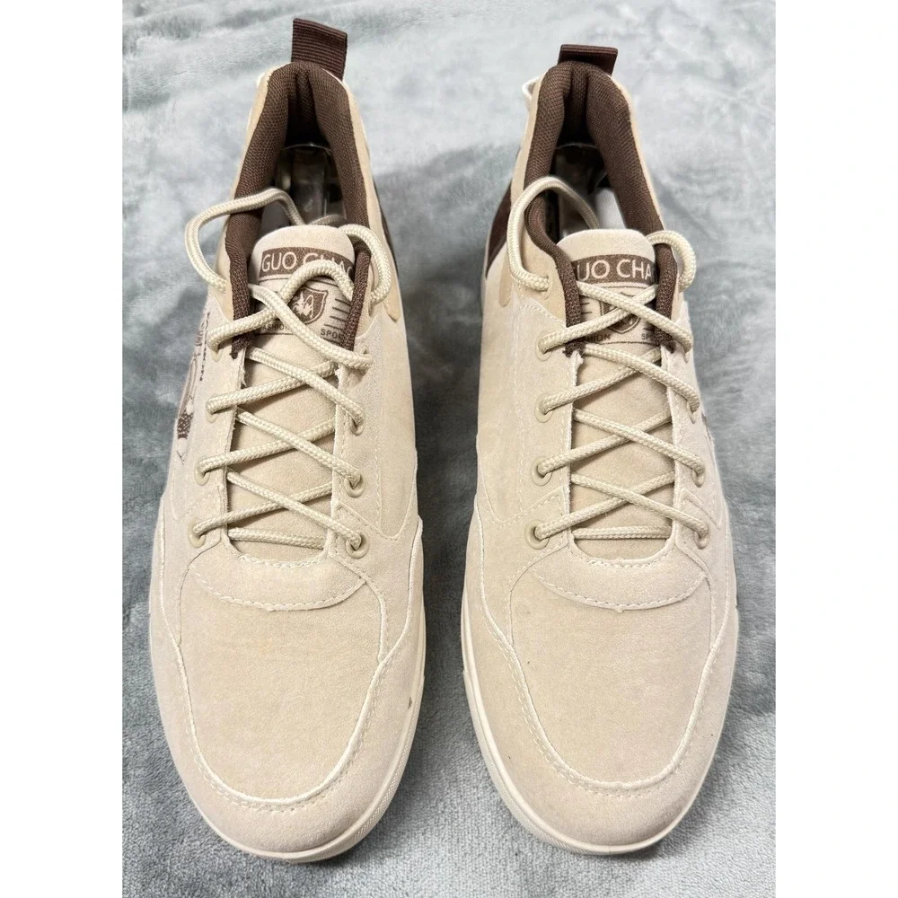 GUO CHAO‎ Shoes Mens Size EU40(US 7)Beige Faux Suede Casual Sneakers Lightweight